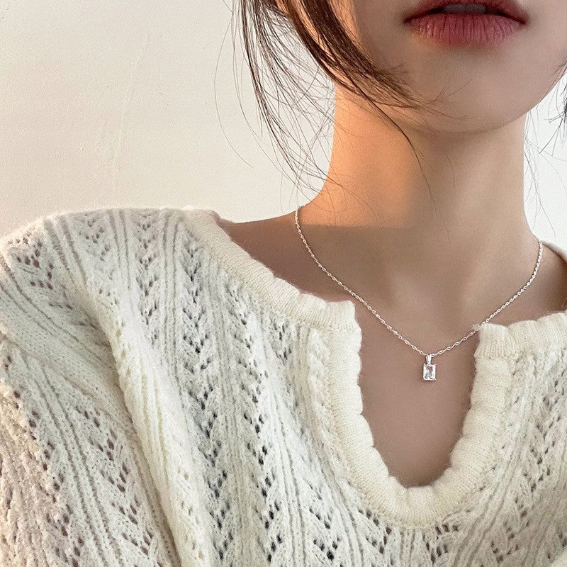 Wholesale sterling silver double layer necklace women's simple style sweater clavicle chain